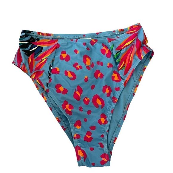 Tabitha Brown Tropical Leopard Print High Cut Bottoms size M - Picture 5 of 5